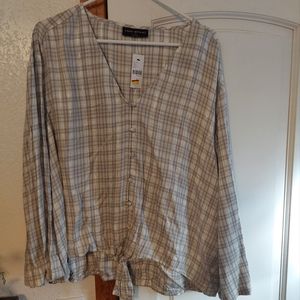 Women's Grey and White with Sliver flannel shirt.
